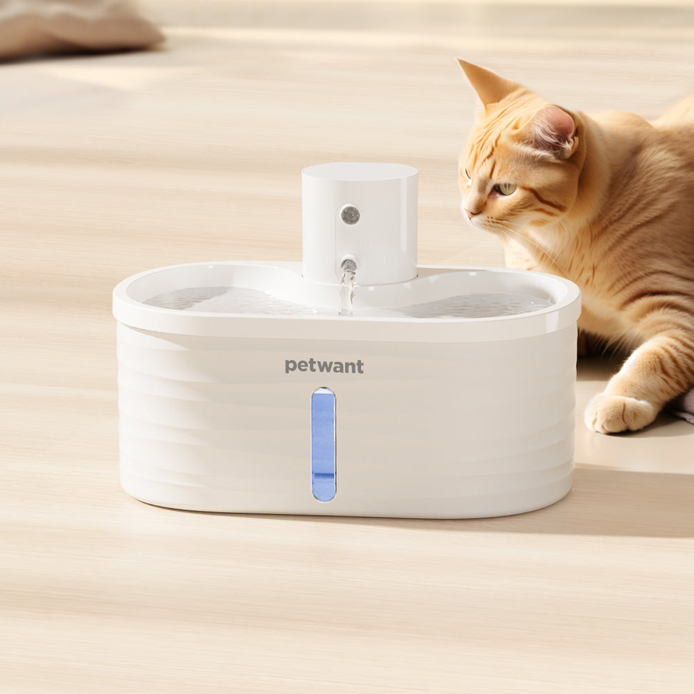 Petwant W4-L Cat Water Fountain, 2.5L Capacity, Wireless with Quiet Pump and Infrared Sensor