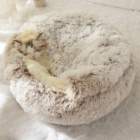 Plush Pet Bed with Shelter - Arthur's Paws